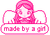 little pink angel girl with text below her saying 'Made By A Girl'.